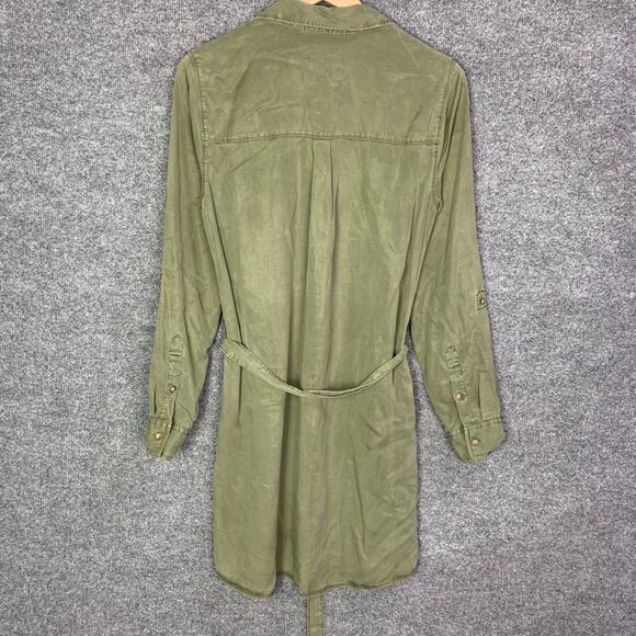 NEW $68 Abercrombie & Fitch‎ Olive Belted Shirtdress Long Sleeve SZ M - Picture 3 of 11
